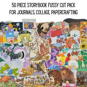 Vintage Storybook Fussy Cuts 50 Pack - 9.5" x 12" Journal, Collage, Papercraft